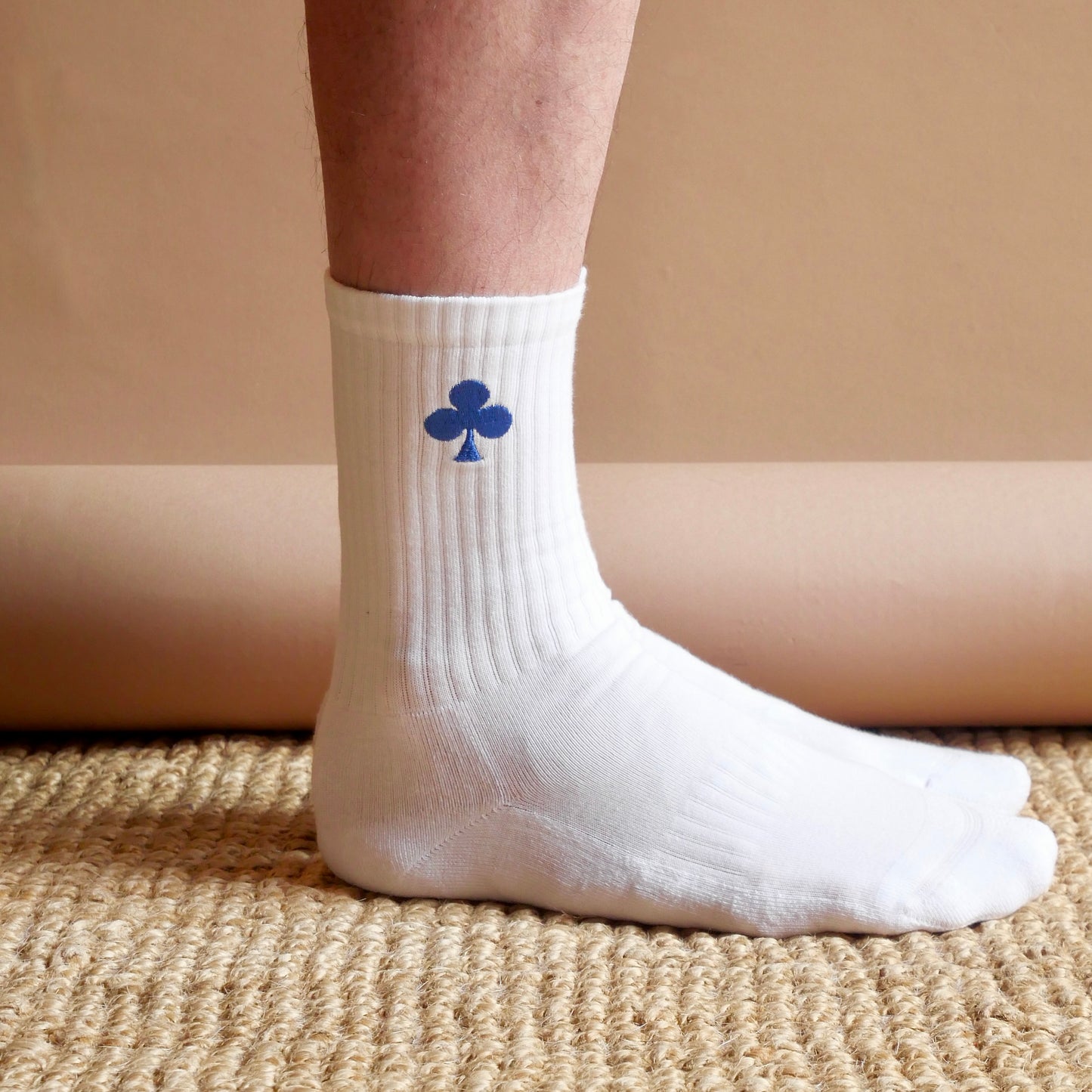 monsieurbarr chaussettes Blanches bio trèfle bleu brodé
