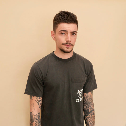 T-shirt Noir Vintage – Ace of Clubs Pocket