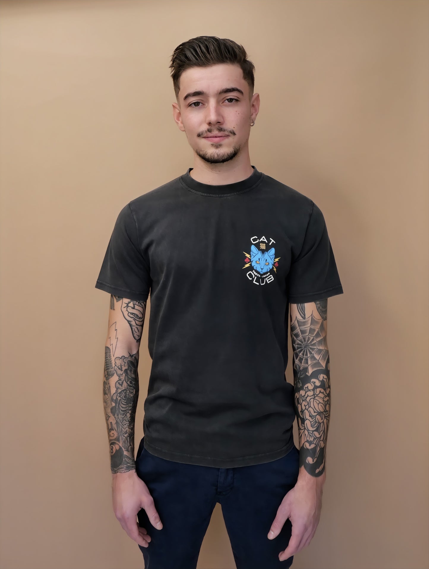 monsieurbarr t-shirt noir vintage cat club