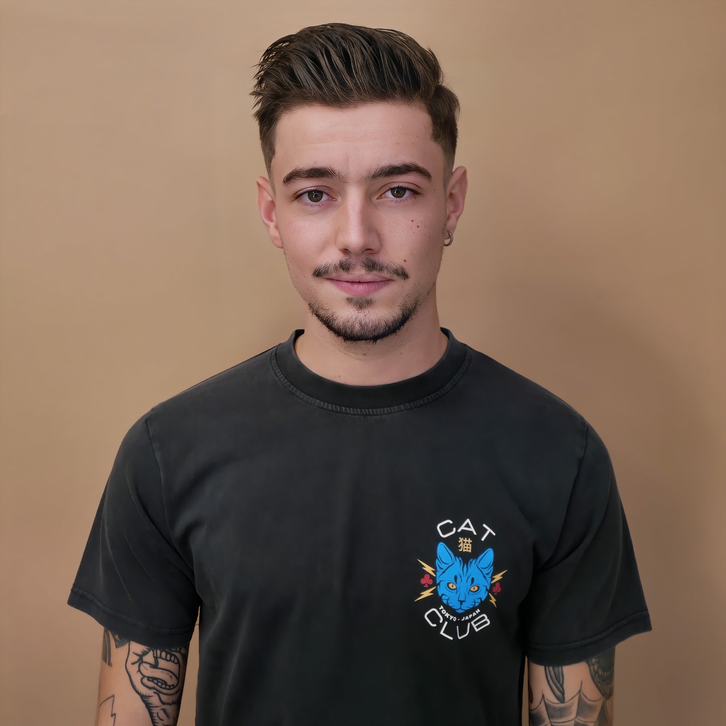 monsieurbarr t-shirt noir vintage cat club