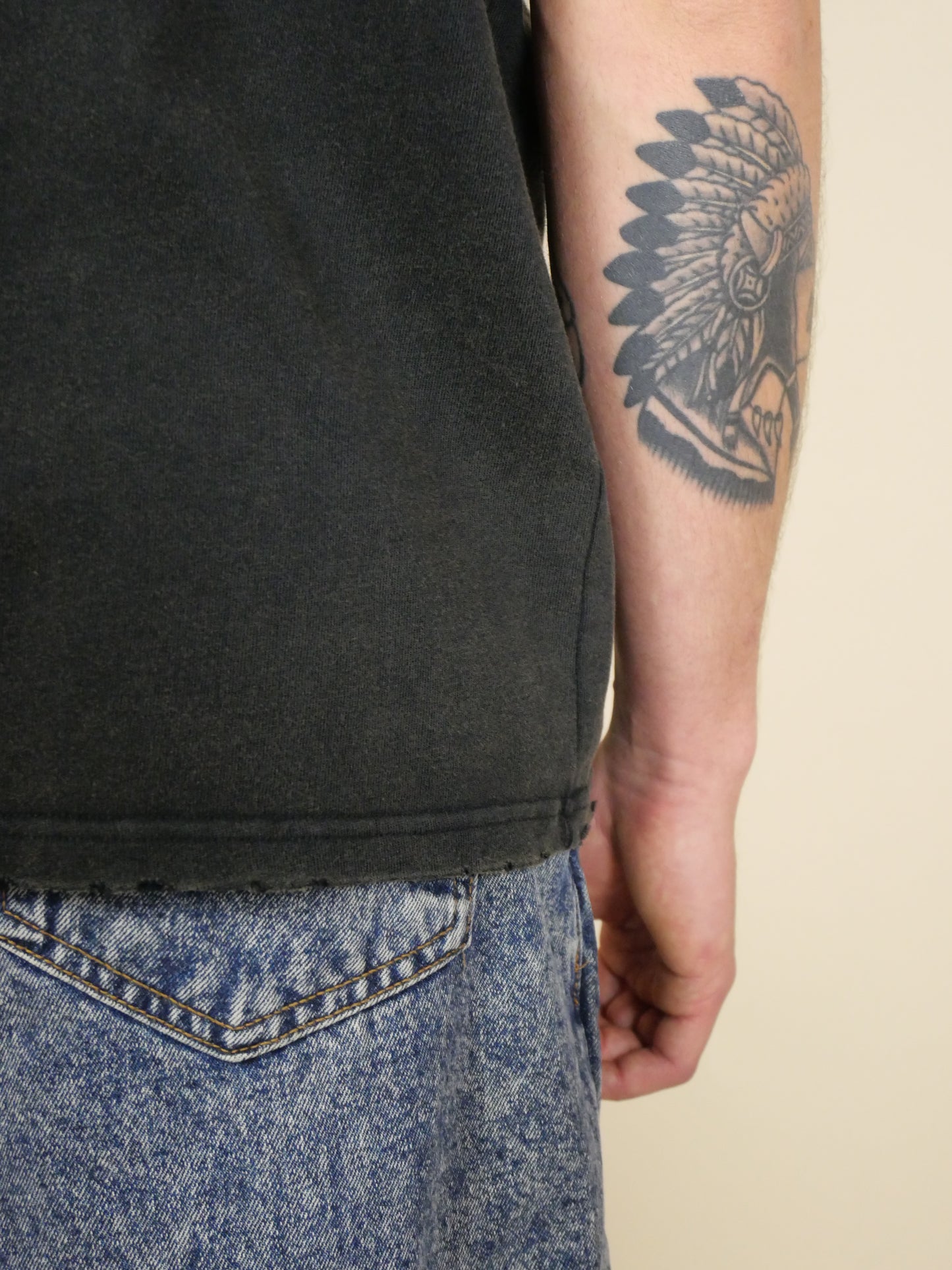 T-shirt Burn Black Washed Trèfle Brodé Noir