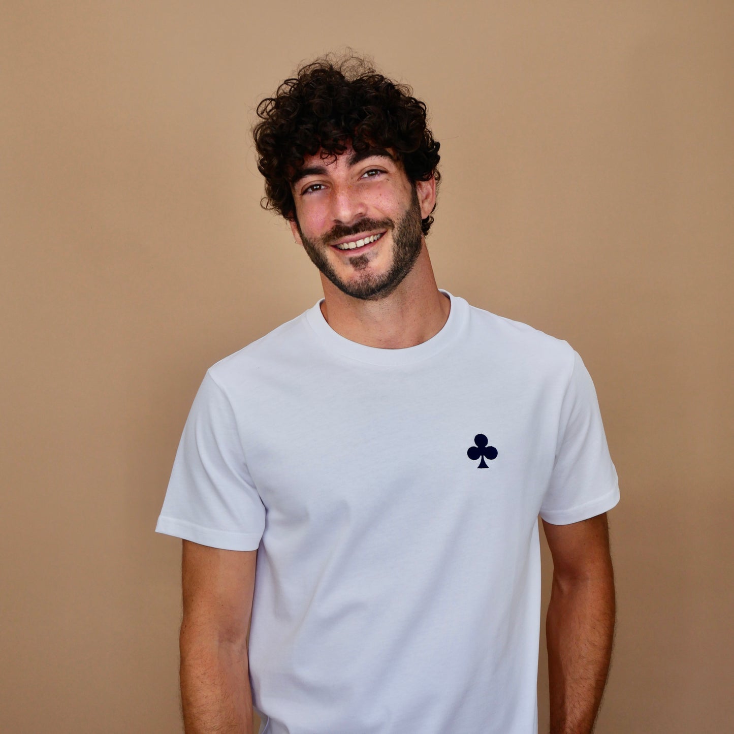 monsieurbarr T-SHIRT BLANC épais TREFLE MARINE