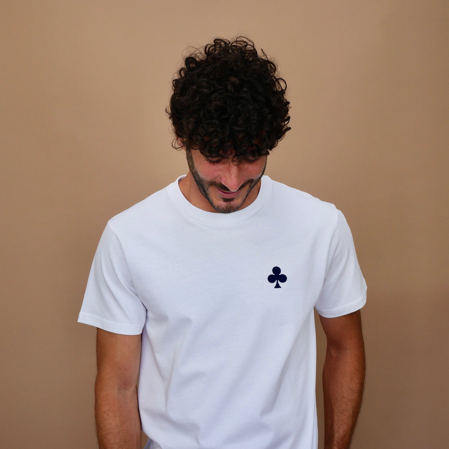 monsieurbarr T-SHIRT BLANC épais TREFLE MARINE