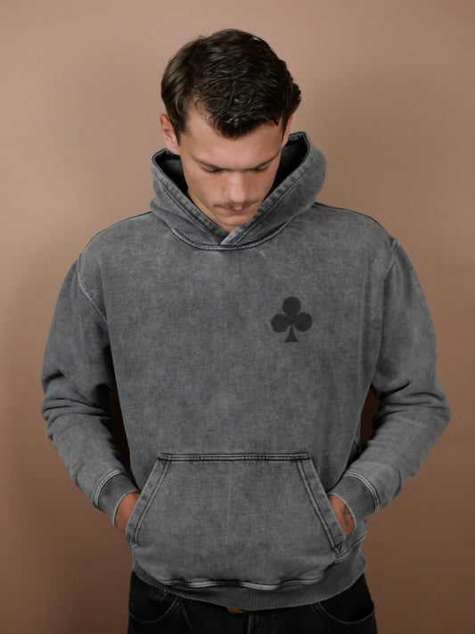 Hoodie marble monsieurbarr et son trèfle côté coeur