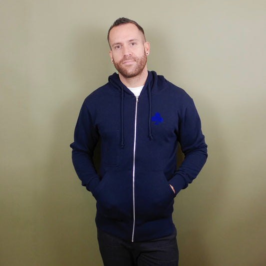 Sweat à capuche full zip bleu marine