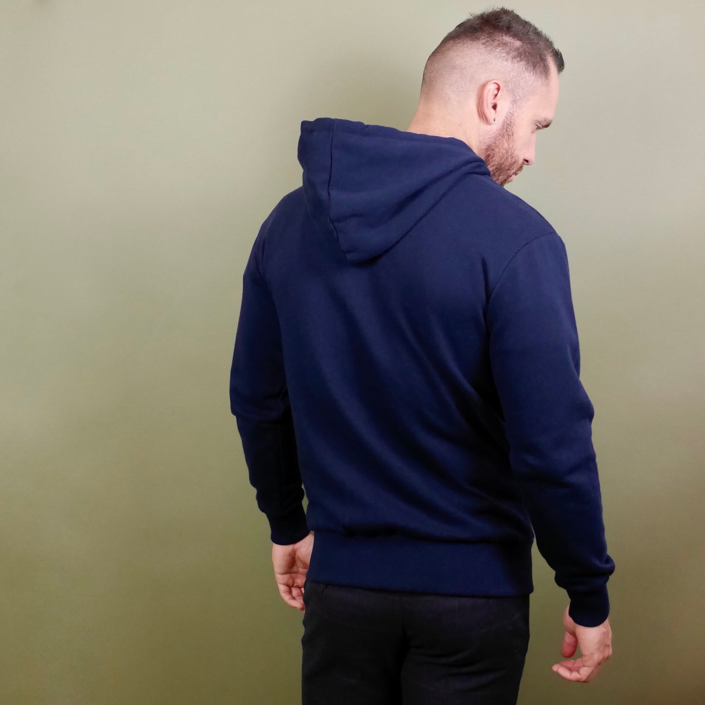 Sweat à capuche full zip bleu marine