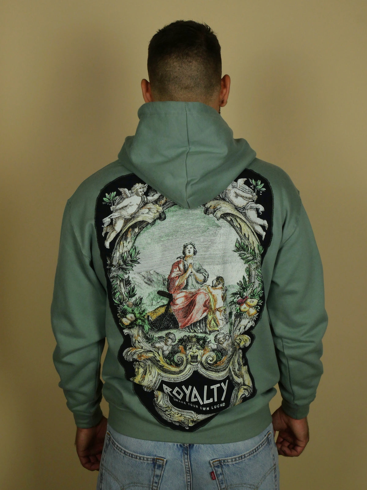Hoodie Zippé Royalty Vert Sauge Taille M- Pièce Unique