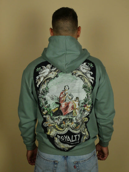 Hoodie Zippé Royalty Vert Sauge Taille M- Pièce Unique