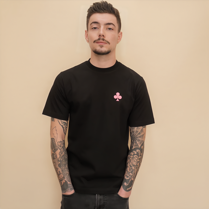 T-shirt Noir Trèfle Rose