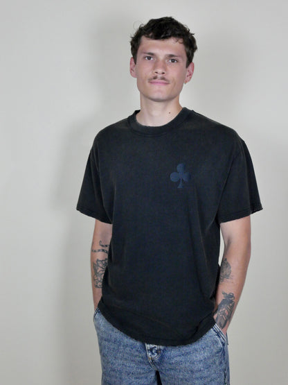 T-shirt noir washed effet vintage en coton