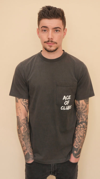 T-shirt Noir Vintage Ace of Clubs Pocket