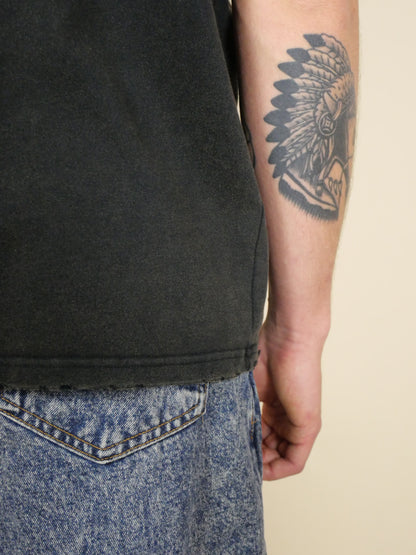 T-shirt Burn Black Washed Trèfle Brodé Noir