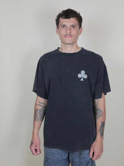 monsieur barr t-shirt oversize effet vintage marble broderie trèfle argent 