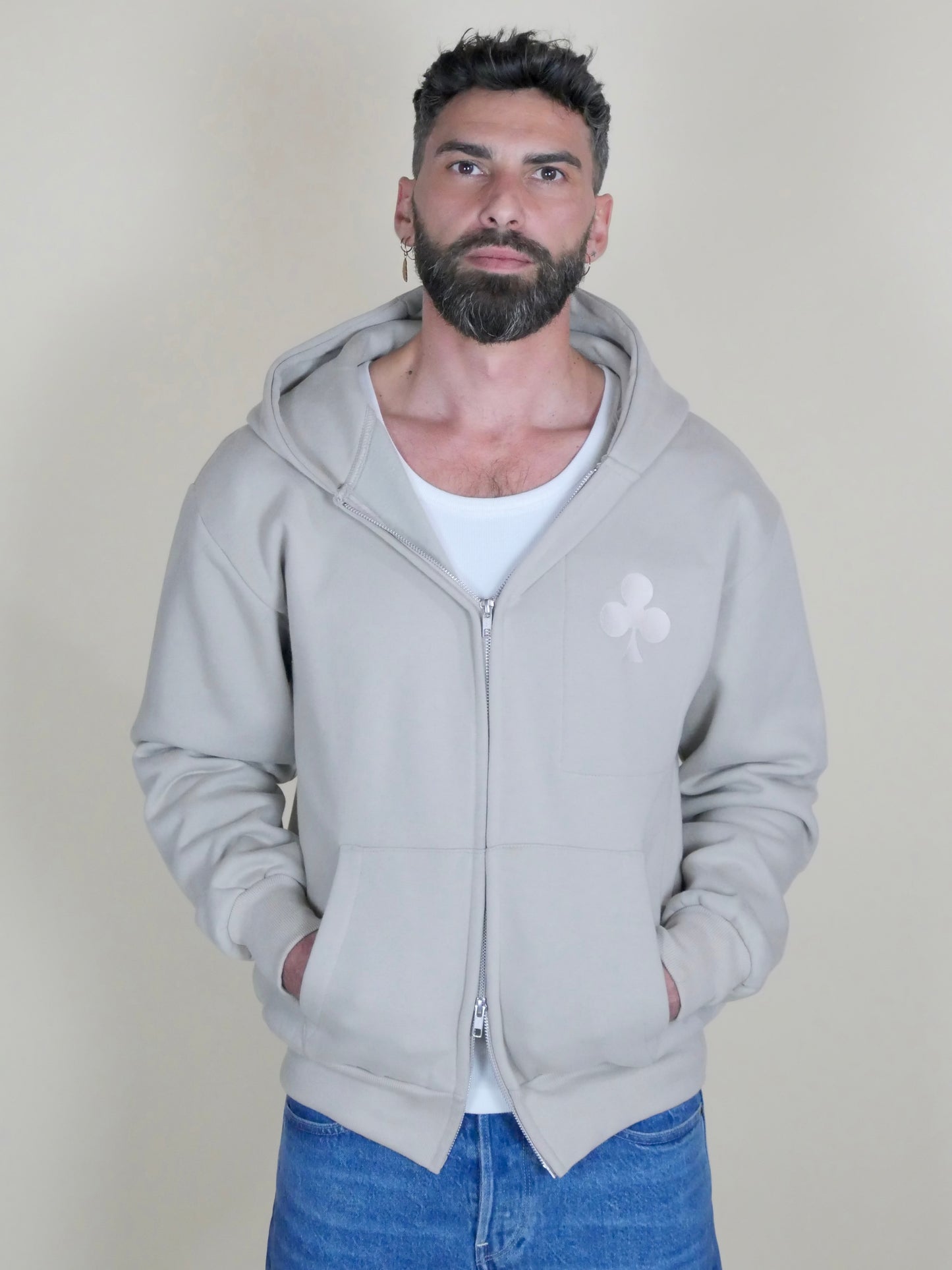 Hoodie zippé épais grand trèfle 