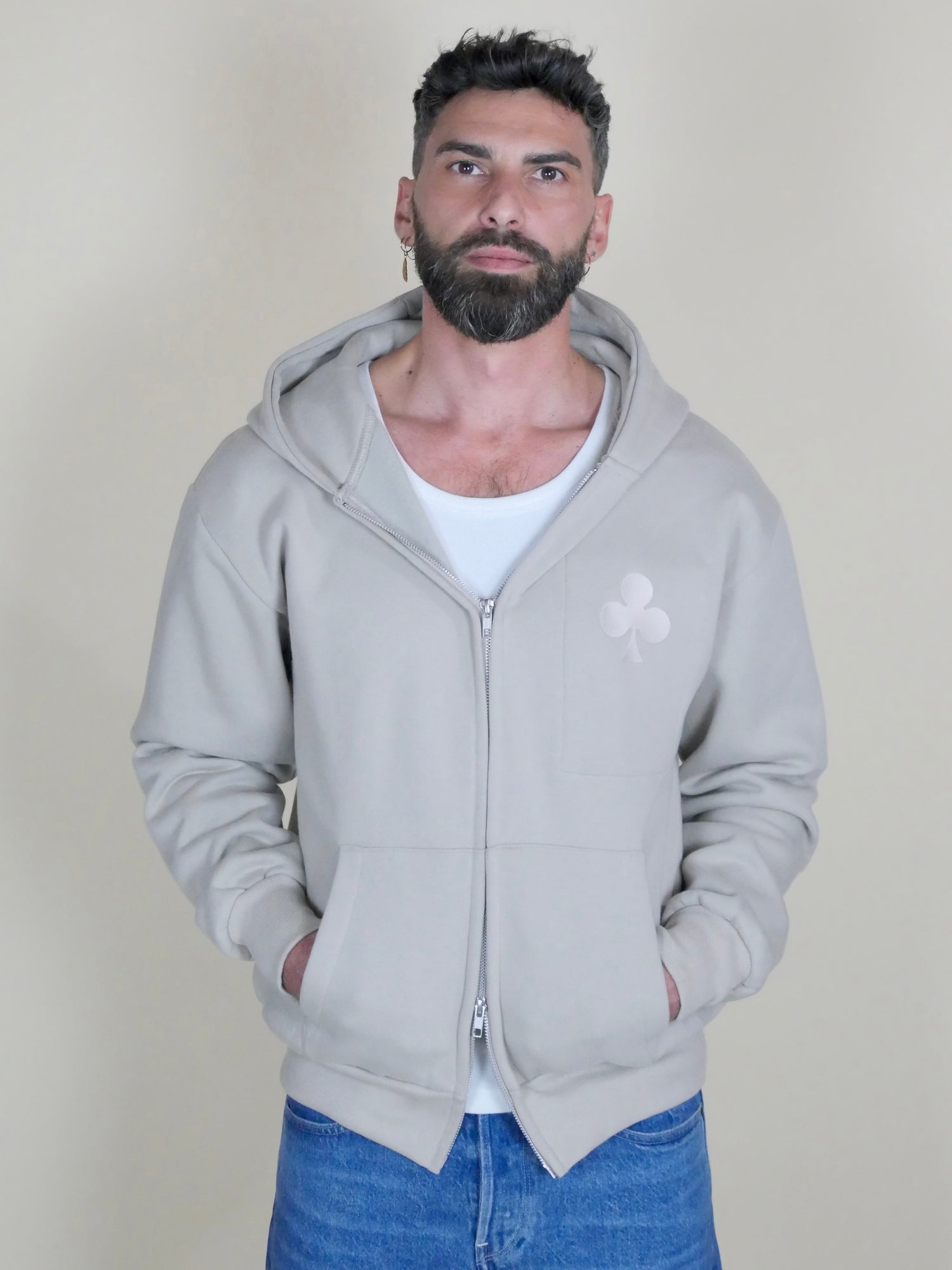 Hoodie zippé épais grand trèfle 