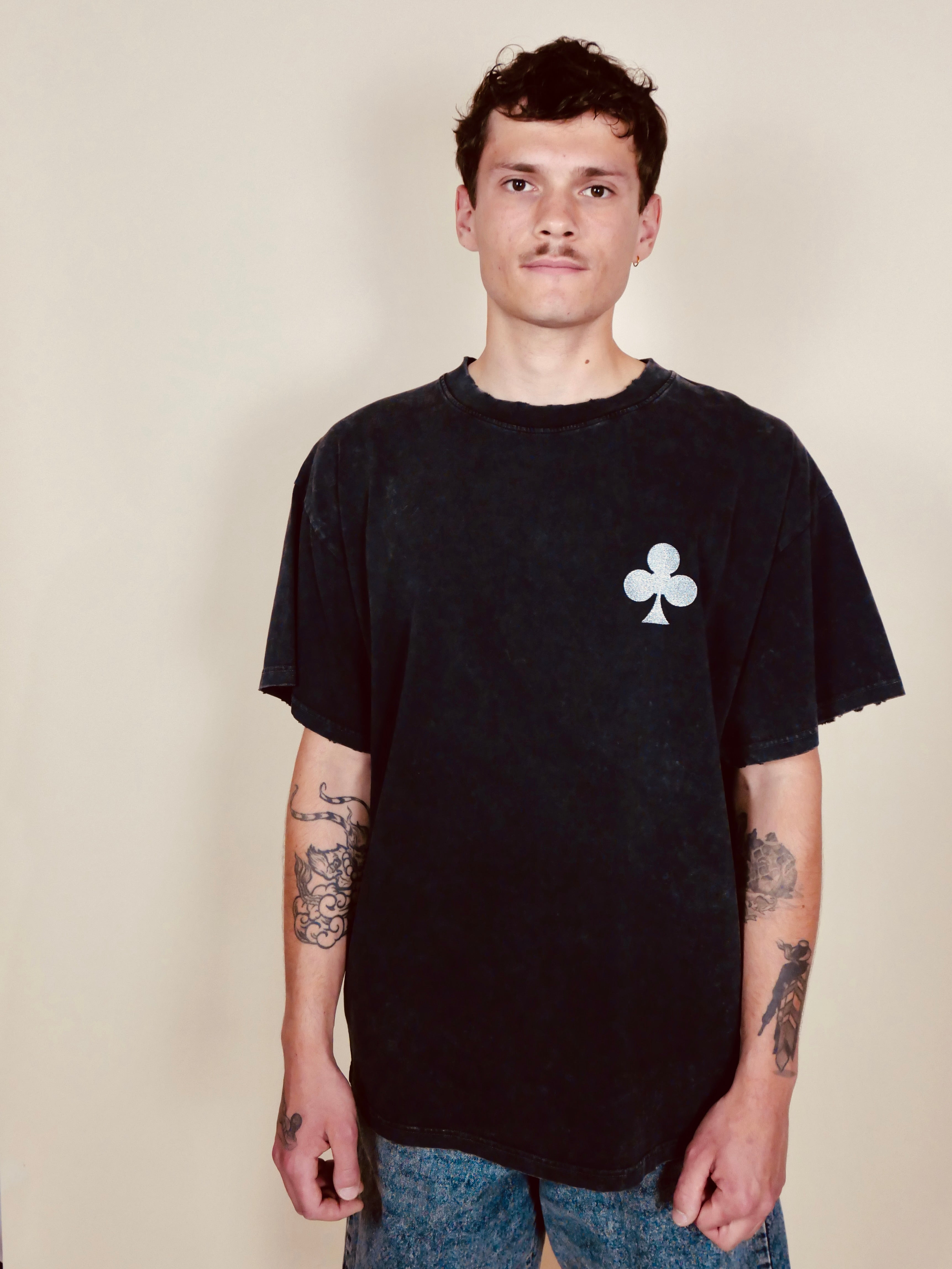 monsieurbarr T-shirt Oversize marbel trèfle argent 