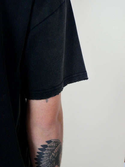 monsieurbarr T-shirt noir oversize distressed Trèfle brod
