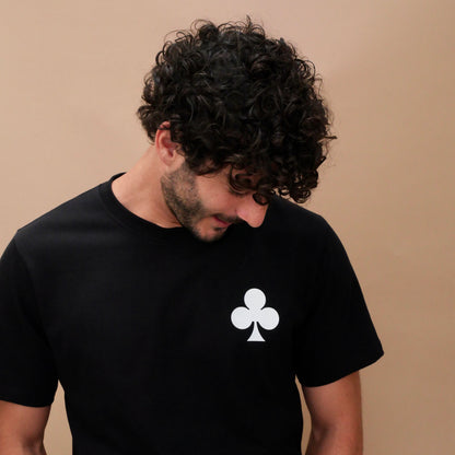 monsieurbarr t-shirt noir ace of clubs phosphorescent