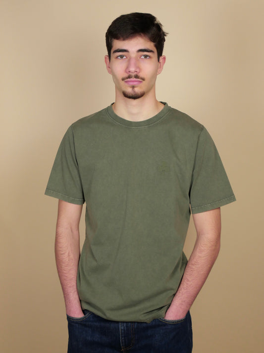 monsieurbarr t-shirt kaki vintage trèfle brodé kaki