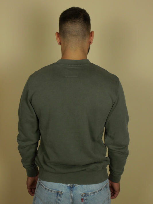 Sweatshirt Kaki Vintage Trèfle Brodé Beige