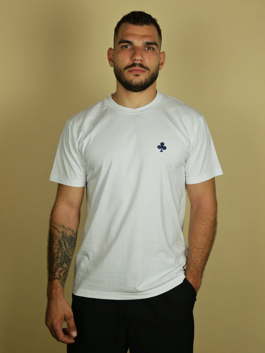 T-shirt Régulier Blanc 200 GSM Trèfle Bleu Marine