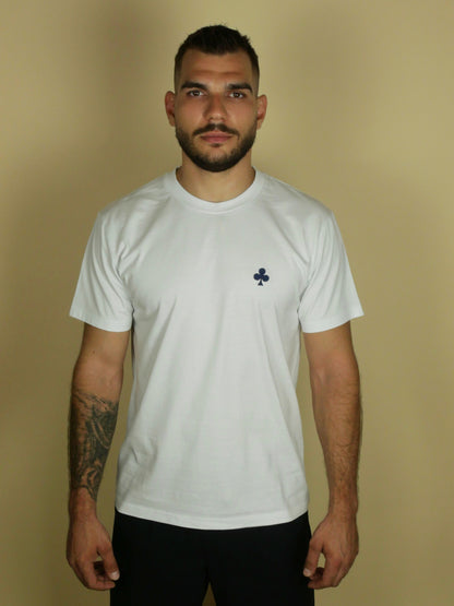 T-shirt Régulier Blanc 200 GSM Trèfle Bleu Marine