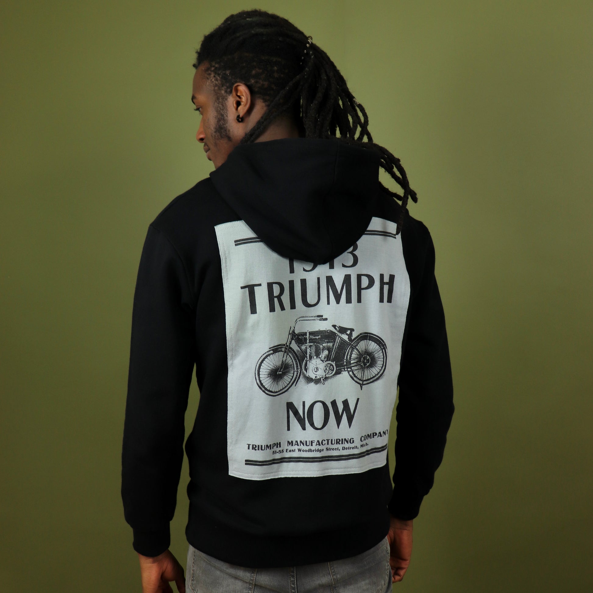monsieurbarr pièce unique sweat zippé empiècement Triumph moto dans le dos 