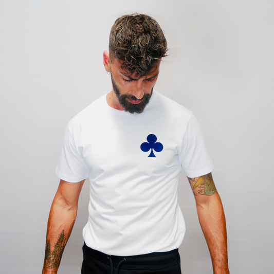 monsieurbarr t-shirt blanc logo trèfle effet velours fabriqué au Portugal